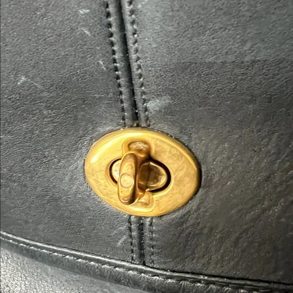 PRICE FIRM! RARE NAVY Vintage COACH Leather Crescent Saddle Bag (pre-serial no.) - Picture 13 of 16